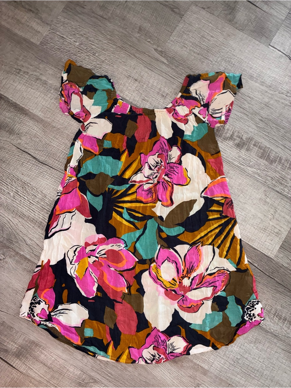 Billabong mini Floral Flutter-Sleeve Dress - Pink Multicolor beach cover small